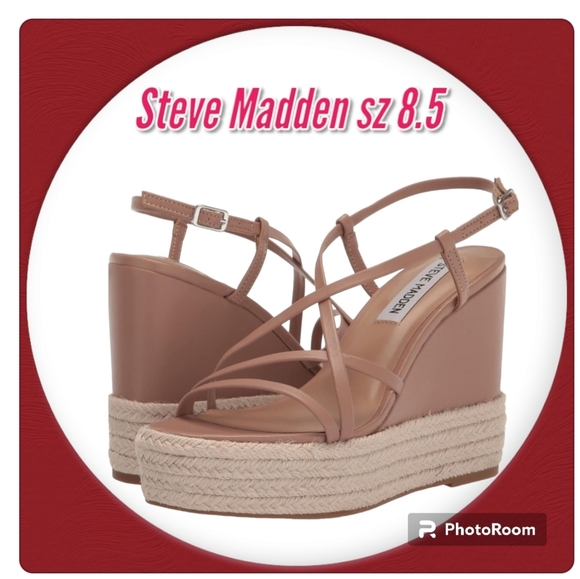 STEVE MADDEN Woman's Sandals Whitlee Strappy Espadrille Platform Wedge Shoes - Picture 1 of 12